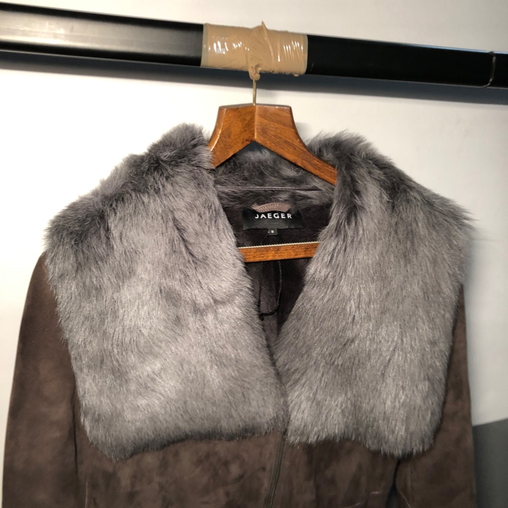Jaeger Shearling & Suede with Fur Collar | Size 8